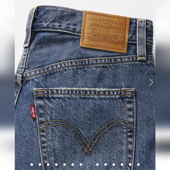 Levi's Ribcage Wide Leg Dark Denim Jeans - Picture 5 of 9